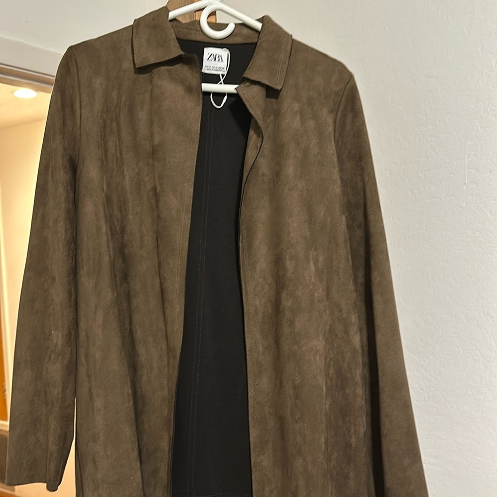 Brown suede trench coat